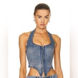 Miaou Denim Halter Top Denim Vest Miaou Dani Halter Crop Top Corset